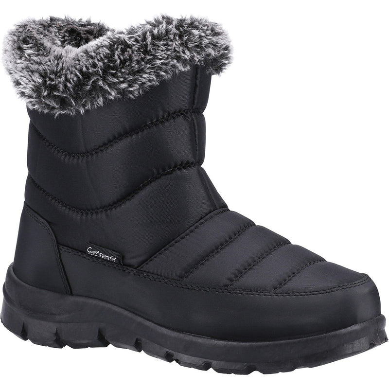Womens Cotswold Longleat Black Snow Boots - Black