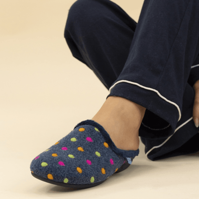 Womens Lunar Peanut Spot Mule Slippers - Navy