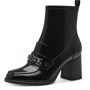 Womens Tamaris 25320 Black Hi-Shine Block Heel Long Ankle Boots - Black