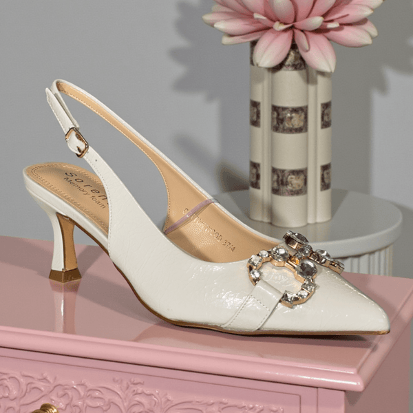 Womens Sorento Cottonwood Slingback Heels - Cream