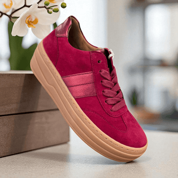 Womens Gabor 73.350 Wool Platform Trainers - Burgundy