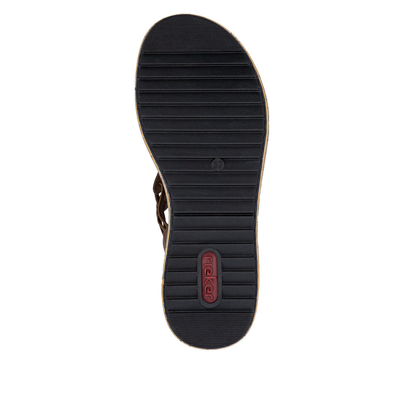 Womens Rieker V1765 Brown Wedge Sandal - Brown
