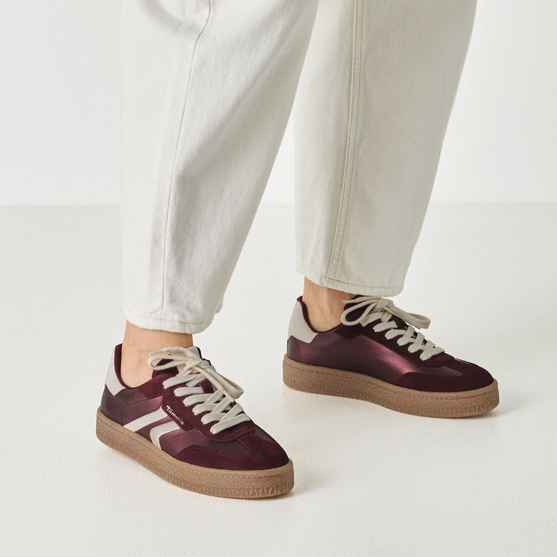 Womens Tamaris 23723 Laced Trainers - Bordeaux Metallic