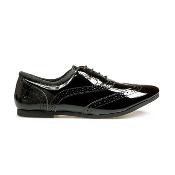 Junior Pod Girls Tatum Brogue Shoes - Black Patent - Black