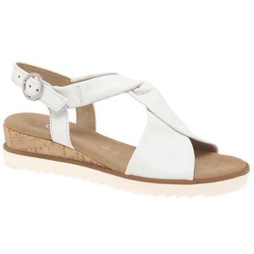 Womens Gabor Rich White Twist Front Slingback Sandals - White