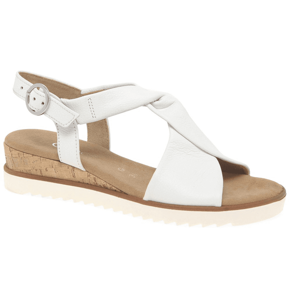 Womens Gabor Rich White Twist Front Slingback Sandals - White