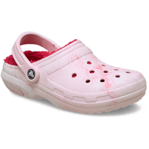 Womens Crocs Classic Lined Watercolour Marbled Clogs - Grey - Marble Pink