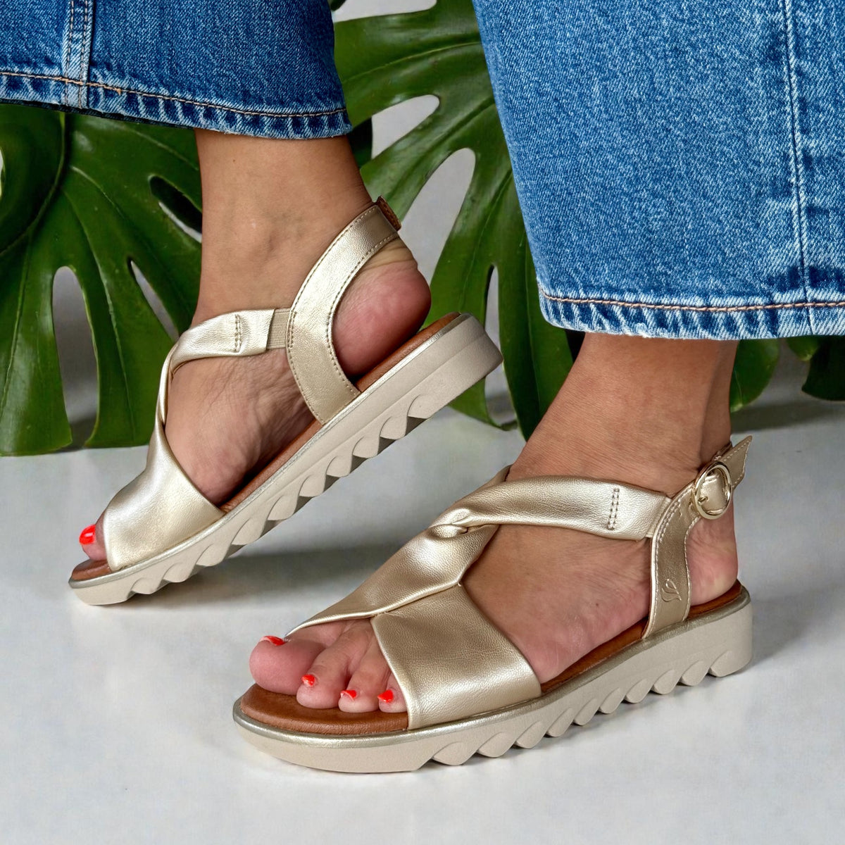 Womens Jana 28276 Gold Sandals