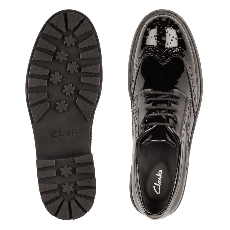 Clarks Orinoco 2 Limit Girls School Shoe - Black Patent