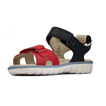 Infant Clarks Boys Roam Scale Navy and Red Sandals - Navy