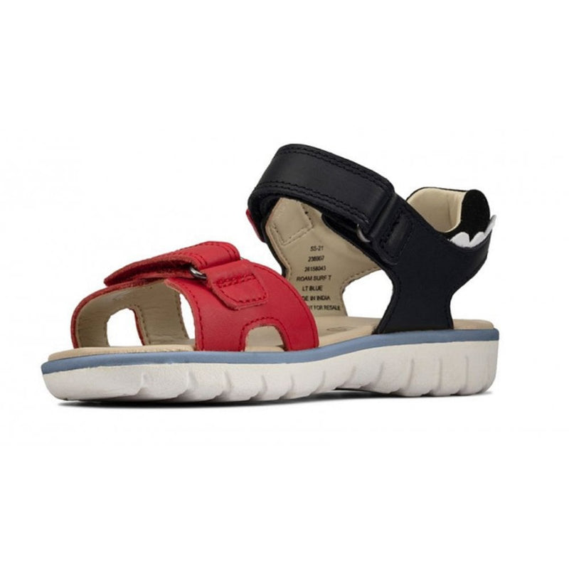 Infant Clarks Boys Roam Scale Navy and Red Sandals - Navy