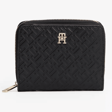 Womens Tommy Hilfiger Monogram Zip Around Small Purse - Black