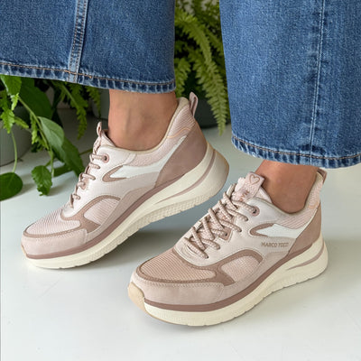 Womens Marco Tozzi 23732 Rose Pink Wedge Trainers - Rose Combi