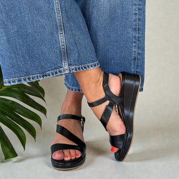 Womens Marco Tozzi 28317 Black Wedge Sandals - Black