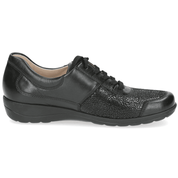 Womens Caprice 23766 Black Leopard Side Zip Wedge Shoes - Black