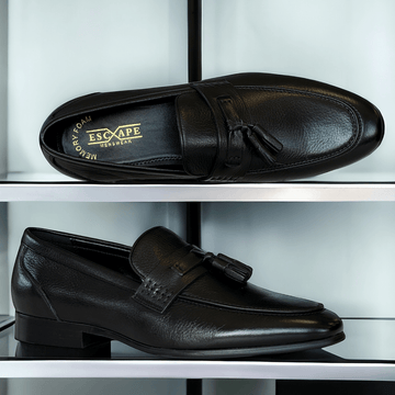 Mens Escape Goffer Loafers - Black