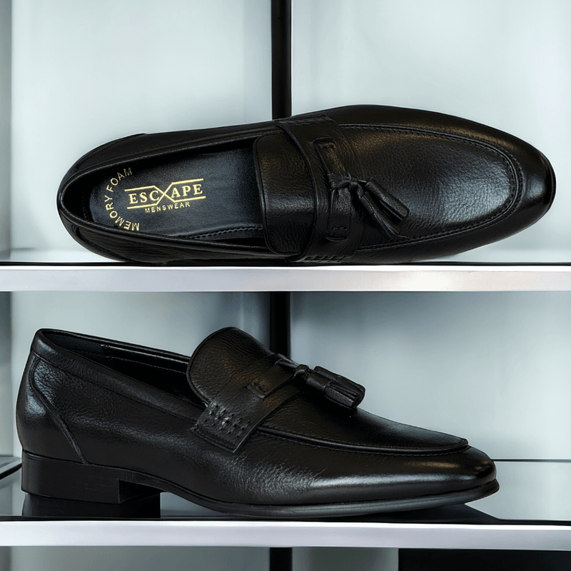 Mens Escape Goffer Loafers - Black