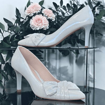 Womens Emis S8353 Court Heels - White Silver