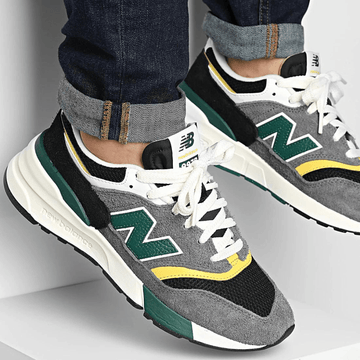 Mens Unisex New Balance 997 Grey Green and Yellow Trainers - Grey