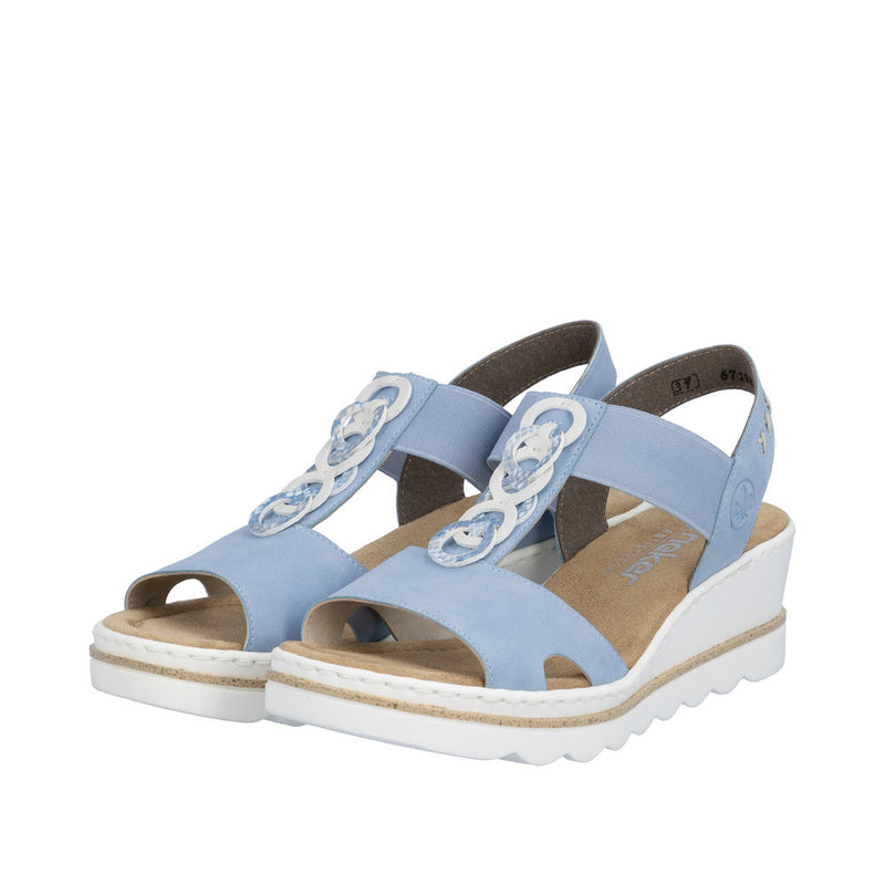 Womens Rieker 67498 Blue Wedge Sandal - Blue