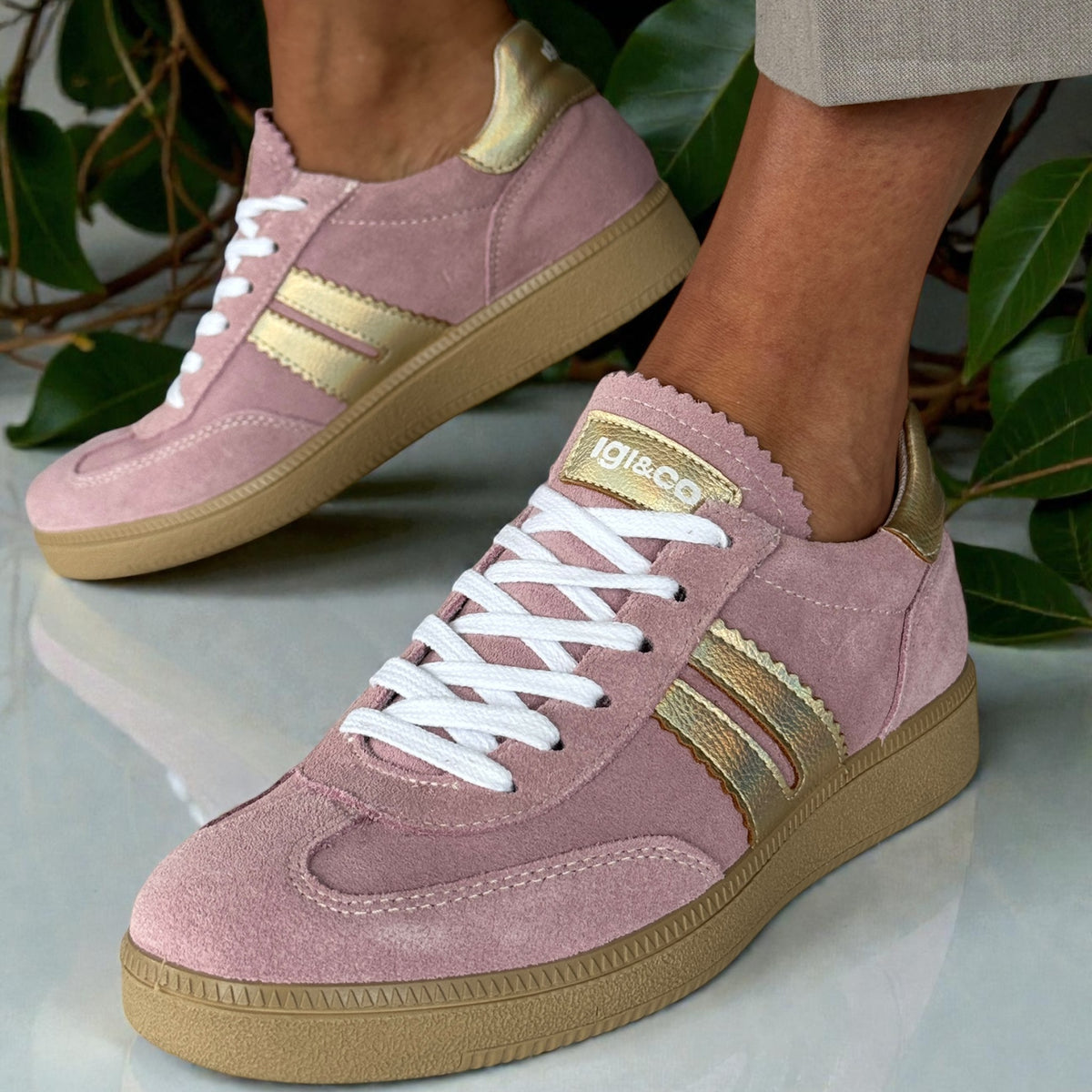 Womens Igi & Co Pink And Gold Trainers