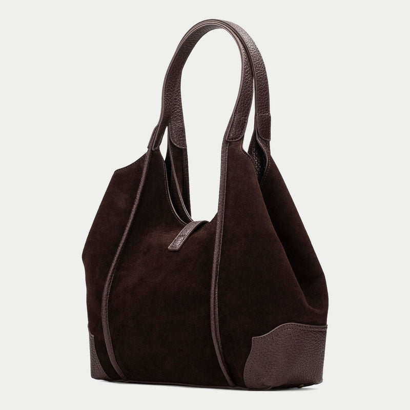 Womens Hispanitas 264939 Suede Shoulder Bag - Espresso