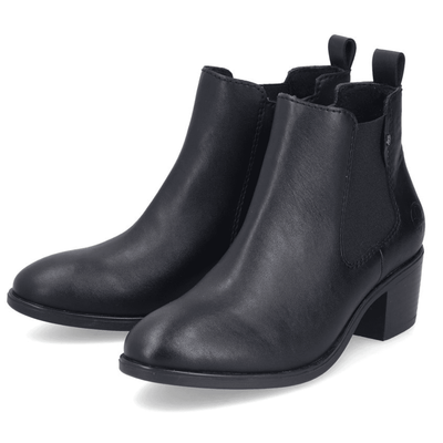 Womens Rieker 73971 Black Heeled Chelsea Boots - Black
