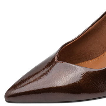 Womens Tamaris 22452 Brown Patent Block Heels - Brown Patent