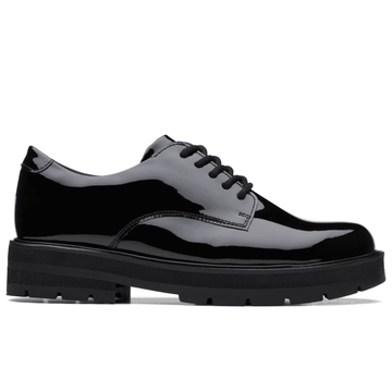 Girls Clarks Prague Lace School Shoe - Black