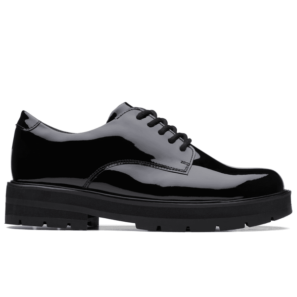 Girls Clarks Prague Lace School Shoe - Black