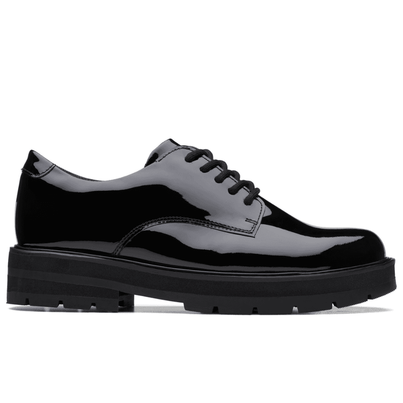 Girls Clarks Prague Lace School Shoe - Black