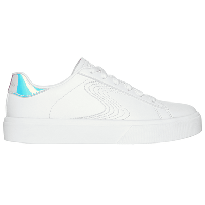 Skechers Girls Eden LX White With Holographic Heel Trainers - White