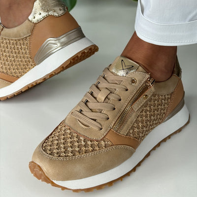 Womens Lunar DLC007 Camel Lara Trainers - Camel