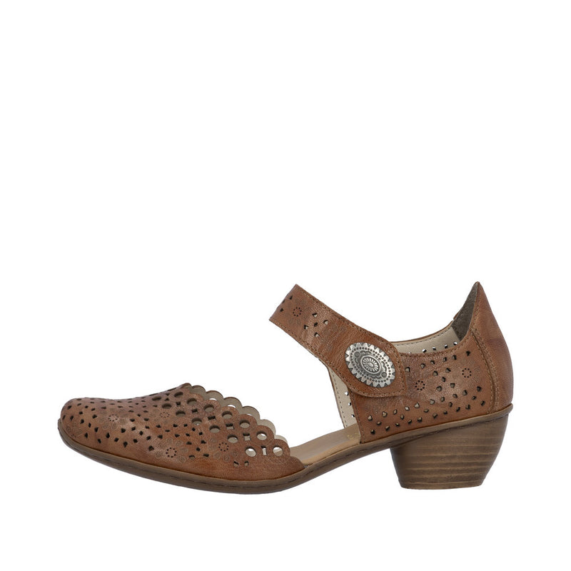 Womens Rieker 43753 Brown Heeled Sandal - Brown