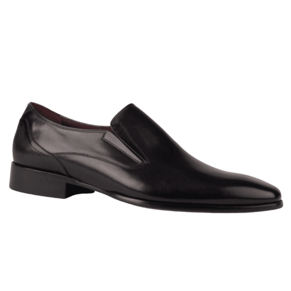 Mens Escape Grange Walk Black Leather Smart Slip On Shoes - Black
