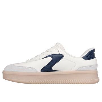Womens Skechers 185460 Off White Duraleather & Suede Overlay Lace-Up Hotshot Hi Slip-Ins - Off White