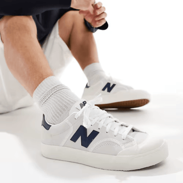 Mens New Balance 100 Canvas - White with Blue