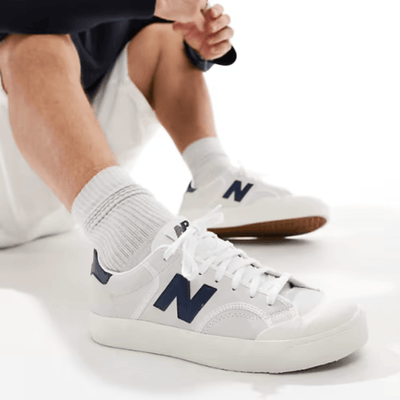 Mens New Balance 100 Canvas - White with Blue