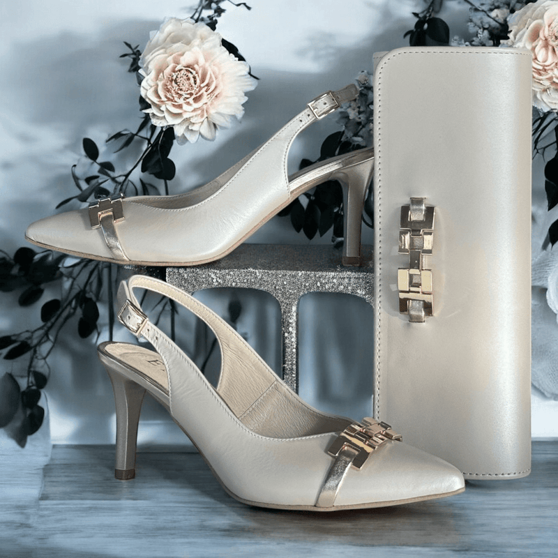 Womens Emis 8186 Slingback Pearl Beige Heels - Pearl Beige