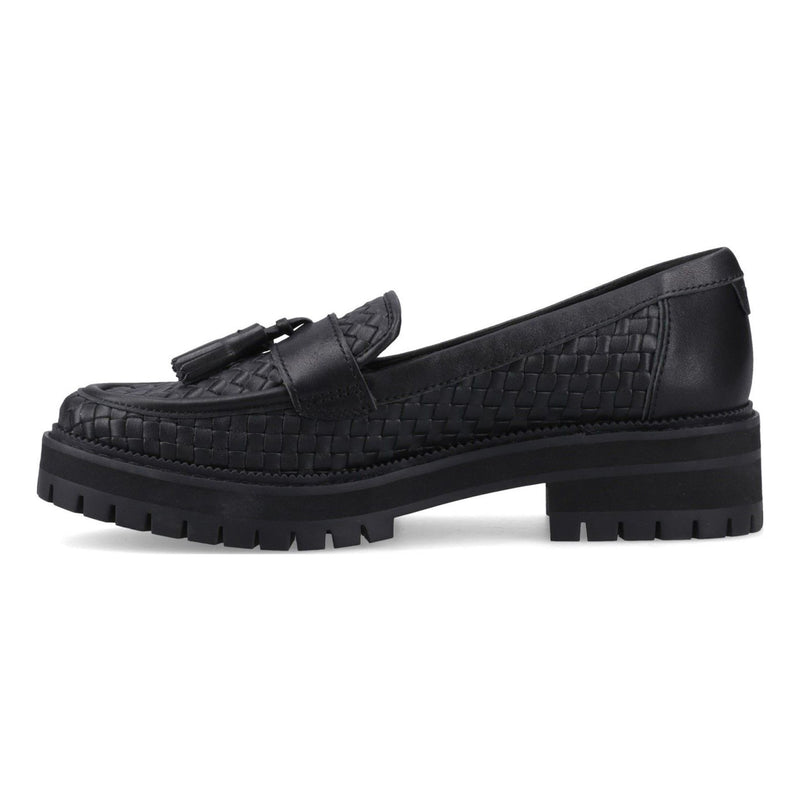 Womens Toms Cara Woven Black Loafers - Black
