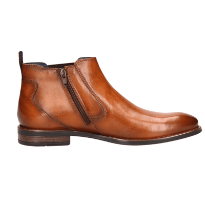 Bugatti Mens AO530 Tan Leather Low Ankle Boots - Cognac-Tan