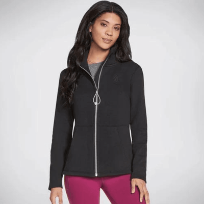 Womens Skechers Go Snuggle Black Zip Up Jacket - Black