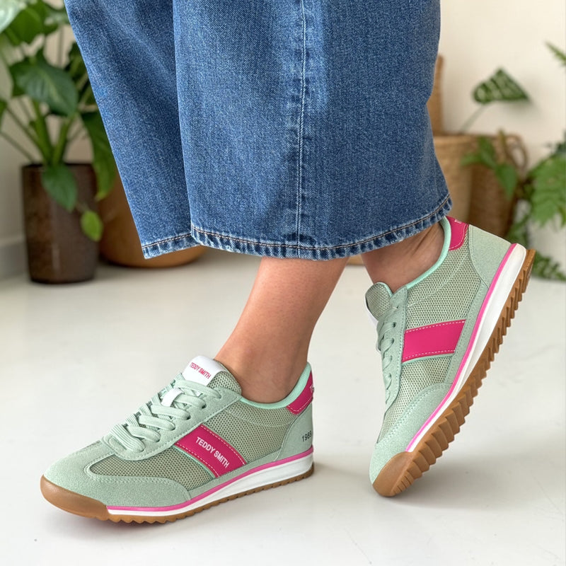 Womens Teddy Smith 120549 Suede Trainers - Aqua