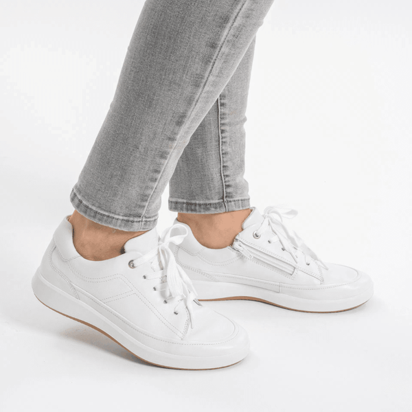 Womens Ara Roma White Side Zip Trainers - White
