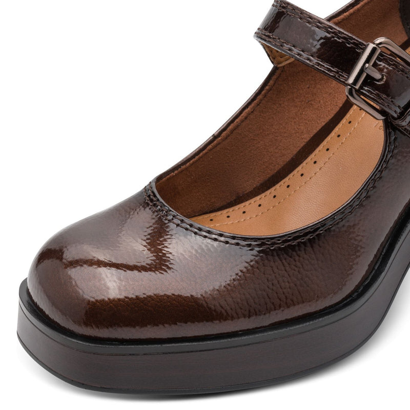 Womens Tamaris 22409 Block Heels - Brown Patent