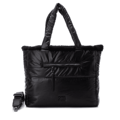 Womens Xti 184245 Reversible Plush Lined Tote Bag - Black