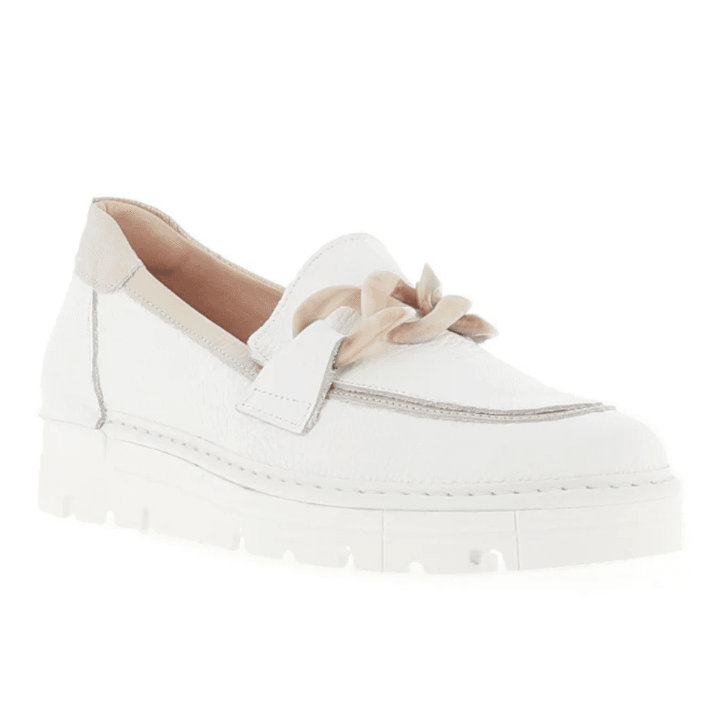 Womens Jose Saenz 2048 White with Iridescent Trim Chunky Loafers