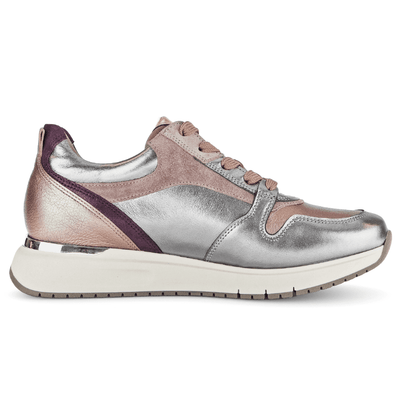 Womens Gabor 76.446 Rose and Silver Side Zip Walking Trainers - Rose Pink