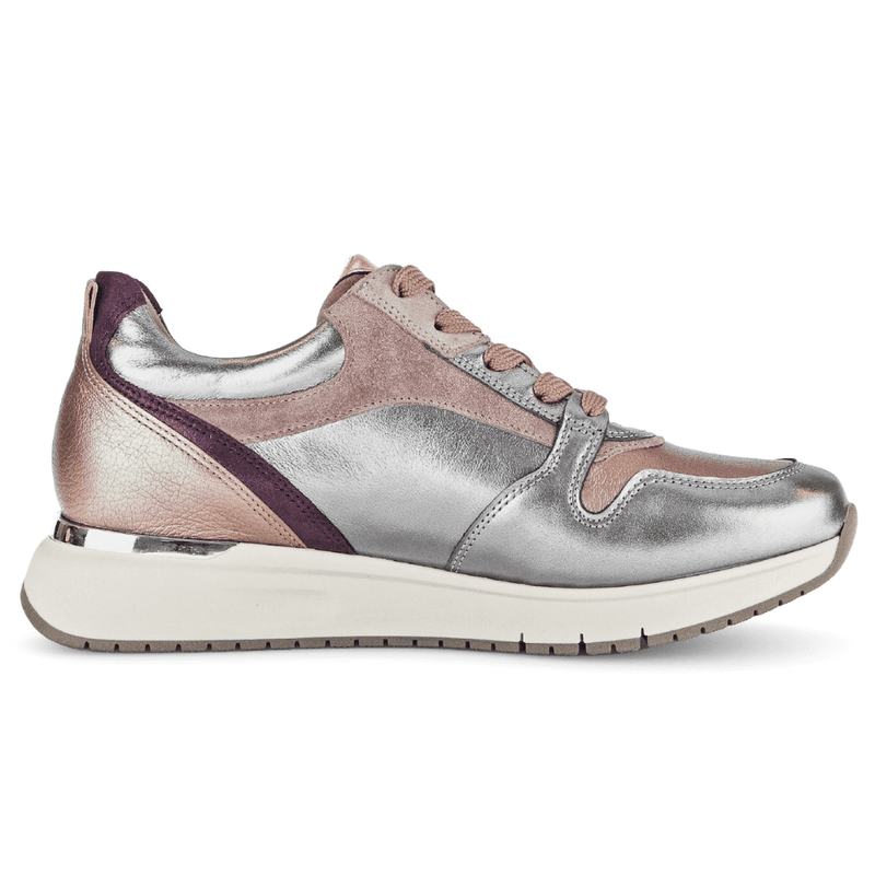 Womens Gabor 76.446 Rose and Silver Side Zip Walking Trainers - Rose Pink