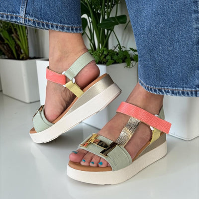 Womens Oh! My Sandals 5961 Wedge Sandals - Coral